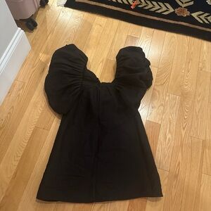 Tuckernuck Black Puff-Sleeve Mini Dress